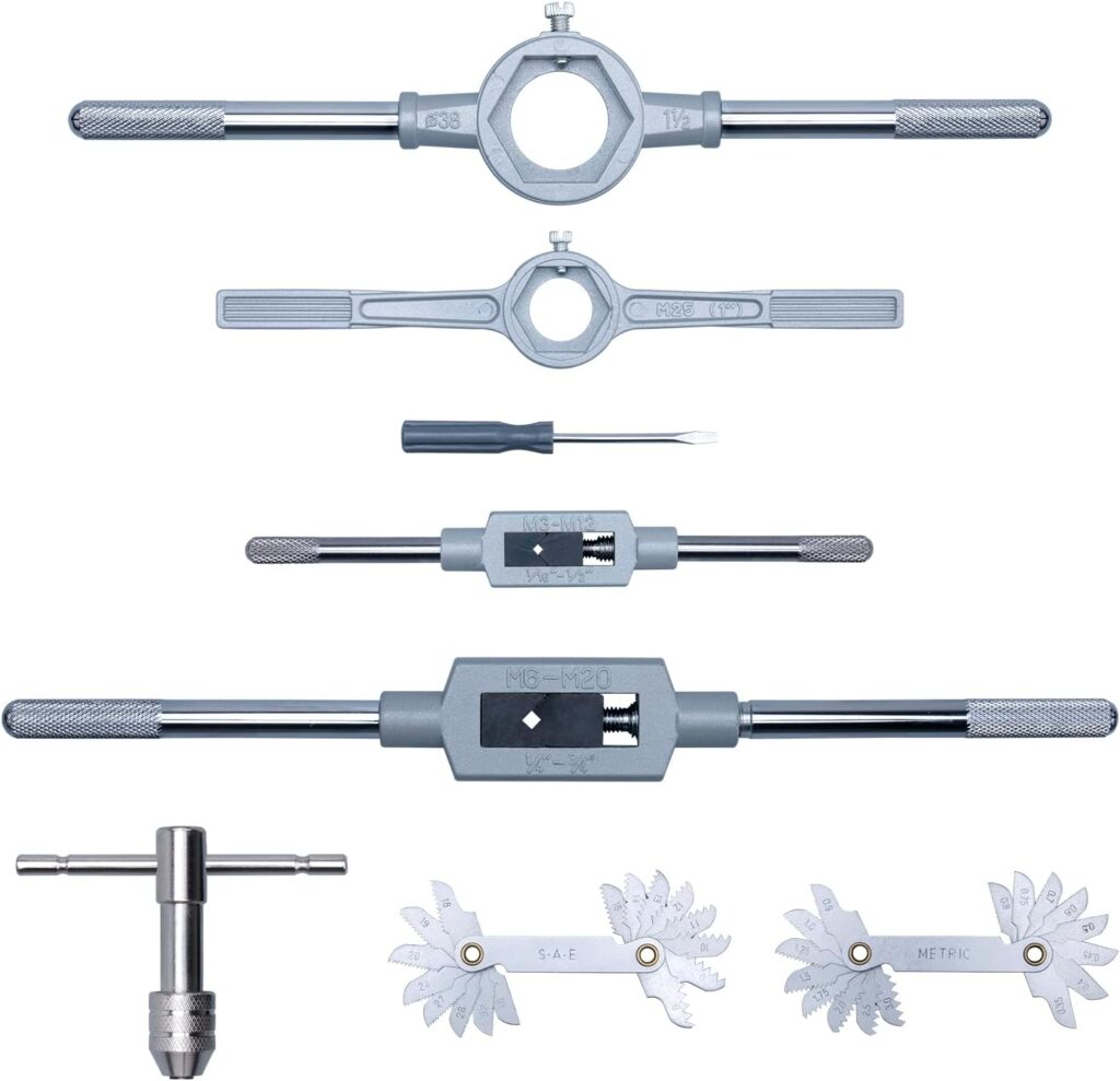 60-Pc Master Tap and Die Set - Include SAE Inch Size #4 to 1/2” and Metric Size M3 to M12, Coarse and Fine Threads | Essential Threading Rethreading Tool Kit with Complete Accessories and Storage Case 60-Pc Master Tap and Die Set - Include SAE Inch Size #4 to 1/2” and Metric Size M3 to M12, Coarse and Fine Threads | Essential Threading Rethreading Tool Kit with Complete Accessories and Storage Case