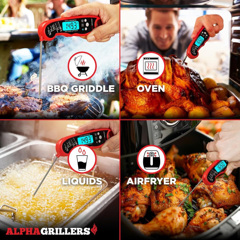 Alpha Grillers Meat Thermometer Digital - Instant Read Food Thermometer for Cooking Grilling Air Fryer Griddle Probe Kitchen Gadgets Essentials BBQ Accessories Grill Gifts for Men Him Dad Fathers Day Alpha Grillers Meat Thermometer Digital - Instant Read Food Thermometer for Cooking Grilling Air Fryer Griddle Probe Kitchen Gadgets Essentials BBQ Accessories Grill Gifts for Men Him Dad Fathers Day