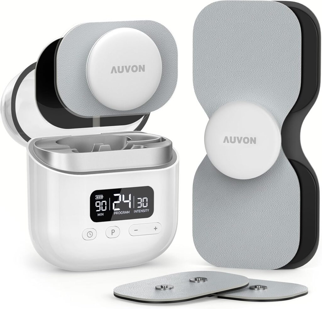 AUVON Wireless 24 Modes TENS Unit Muscle Stimulator for Pain Relief, Smart Rechargeable TENS Machine with Dual Size 6 TENS Pads for Physical Therapy, Pocket-Size TENS Device for Shoulder Back Pain AUVON Wireless 24 Modes TENS Unit Muscle Stimulator for Pain Relief, Smart Rechargeable TENS Machine with Dual Size 6 TENS Pads for Physical Therapy, Pocket-Size TENS Device for Shoulder Back Pain