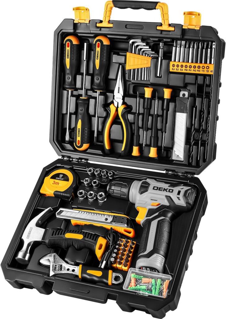 DEKOPRO Tool Set:Tool Kit with 8V Cordless Drill,Tool Box with Drill,Hand Drill Set for Men Women,Home Tool Kits for House Repair,Handyman,DIY 126 Piece DEKOPRO Tool Set:Tool Kit with 8V Cordless Drill,Tool Box with Drill,Hand Drill Set for Men Women,Home Tool Kits for House Repair,Handyman,DIY 126 Piece