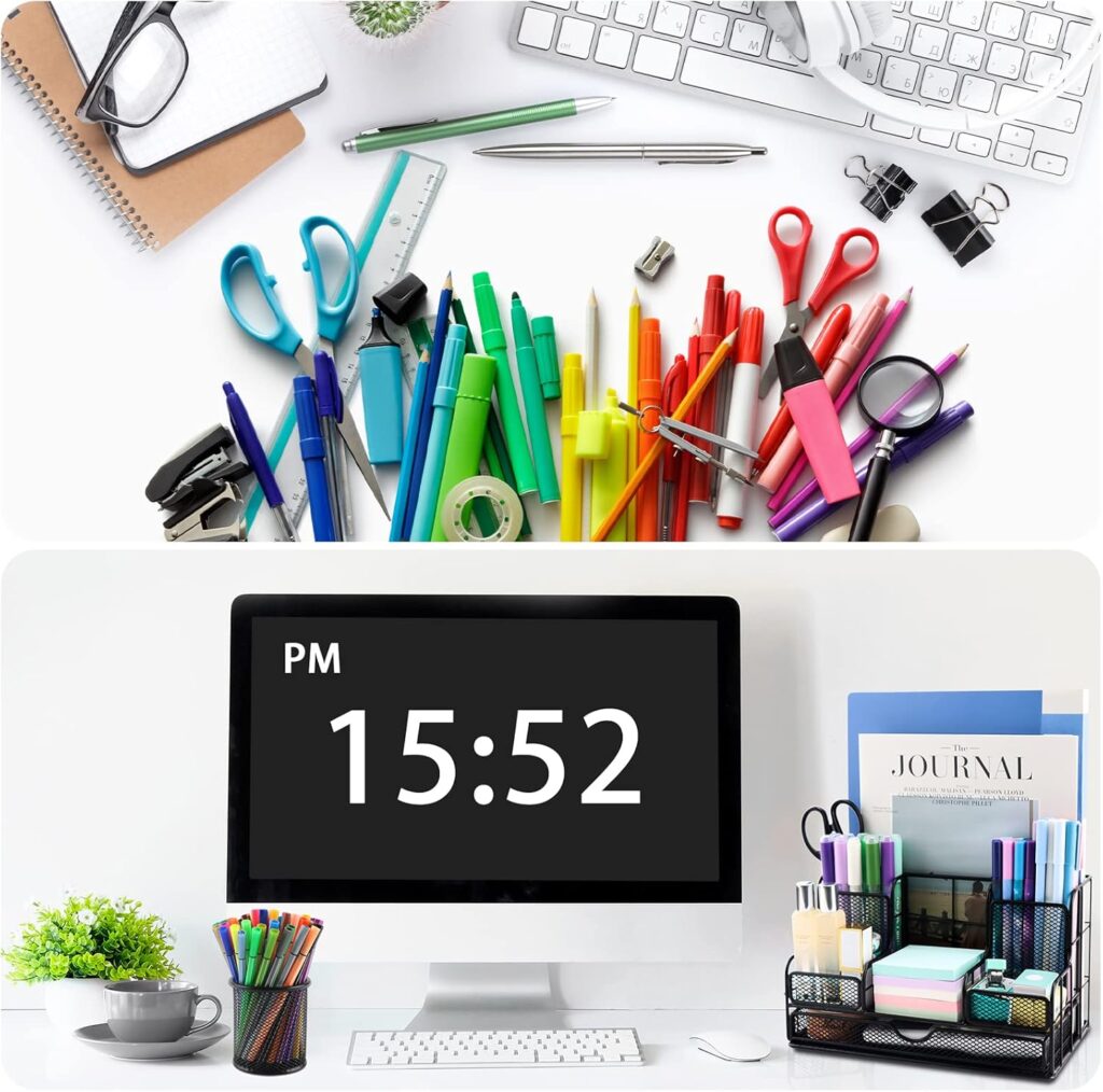 Desk Organizers Caddy and Accessories with 7 Compartments + Pen Holder / 72 Clips Set, Drawer, Black Mesh Office Supplies Desktop Organizer for Home, Office Ect Desk Organizers Caddy and Accessories with 7 Compartments + Pen Holder / 72 Clips Set, Drawer, Black Mesh Office Supplies Desktop Organizer for Home, Office Ect