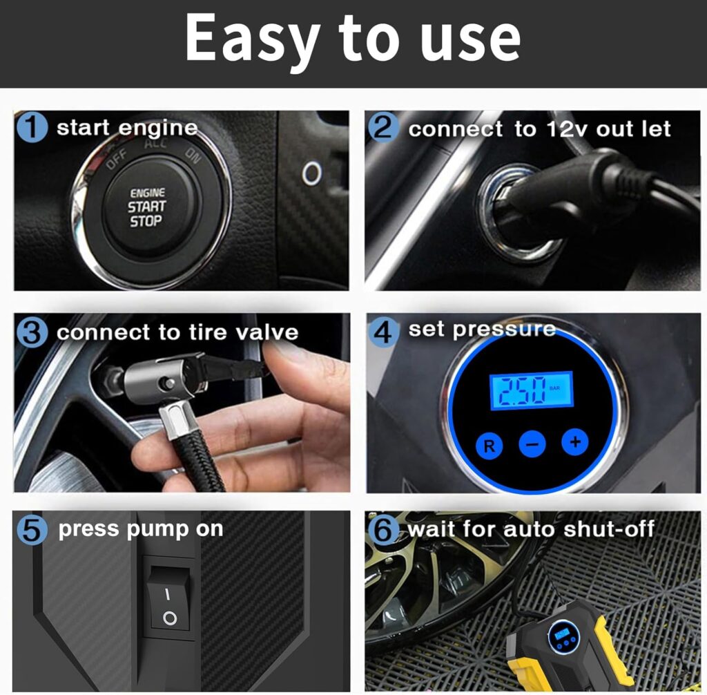 Digital Air Compressor for Car Auto Pump Portable Tire Inflator with LED Light DC 12V Digital Air Compressor for Car Auto Pump Portable Tire Inflator with LED Light DC 12V