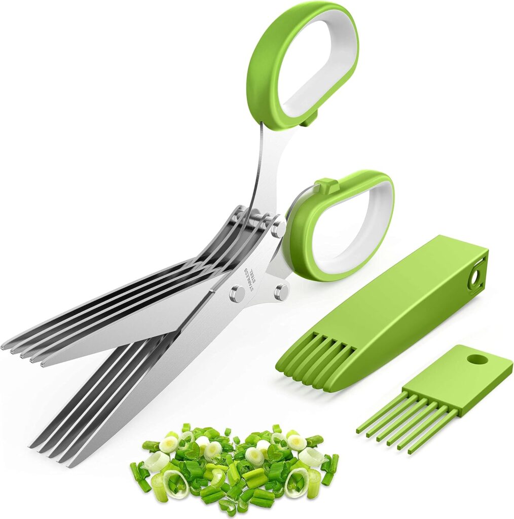 Herb Scissors, Herb Scissors with 5 Blades and Cover – Sharp Dishwasher Safe Kitchen Scissors, Must-Have Kitchen Gadgets, Cool Gadgets, Herb Shears Cutter tool, Green Herb Scissors, Herb Scissors with 5 Blades and Cover – Sharp Dishwasher Safe Kitchen Scissors, Must-Have Kitchen Gadgets, Cool Gadgets, Herb Shears Cutter tool, Green