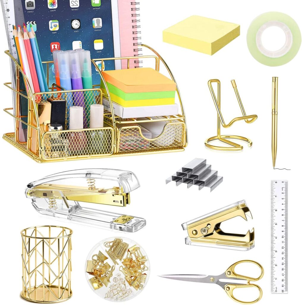 JUOPIEA Desk Organizers and Accessories Office Supplies 12PS Set with Acrylic Stapler, Staple Remover, Pen Holder, Clips, Scissor, Phone Holder, 1 Pen Ect JUOPIEA Desk Organizers and Accessories Office Supplies 12PS Set with Acrylic Stapler, Staple Remover, Pen Holder, Clips, Scissor, Phone Holder, 1 Pen Ect