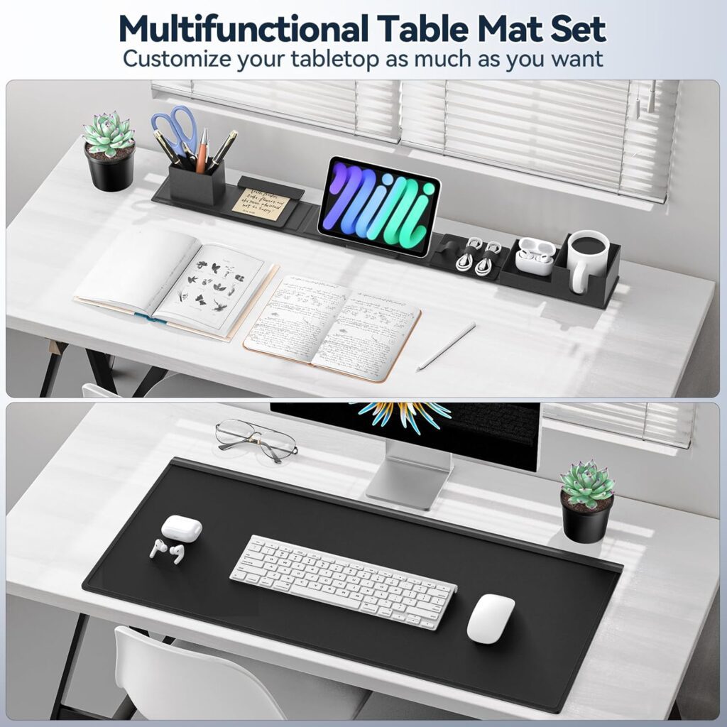 KDD Desk Pad and Organizer Set, 6 in 1 Mouse Mat with Magnetic Desktop Storage Accessories DIY Feature for Phone and Tablet Stand/Cup Holder/Card Holder/Pen Holder/Cable Management for Office and Home KDD Desk Pad and Organizer Set, 6 in 1 Mouse Mat with Magnetic Desktop Storage Accessories DIY Feature for Phone and Tablet Stand/Cup Holder/Card Holder/Pen Holder/Cable Management for Office and Home