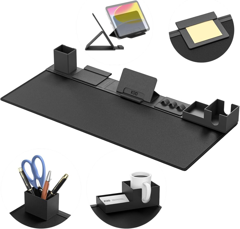 KDD Desk Pad and Organizer Set, 6 in 1 Mouse Mat with Magnetic Desktop Storage Accessories DIY Feature for Phone and Tablet Stand/Cup Holder/Card Holder/Pen Holder/Cable Management for Office and Home KDD Desk Pad and Organizer Set, 6 in 1 Mouse Mat with Magnetic Desktop Storage Accessories DIY Feature for Phone and Tablet Stand/Cup Holder/Card Holder/Pen Holder/Cable Management for Office and Home