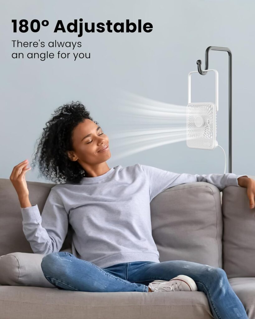 Koonie Desk Fan, Strong Wind Ultra Quiet Small USB Fan 180° Tilt Folding 3 Speeds Adjustable USB-C Powered Personal Fan for Home Office Desktop Black Koonie Desk Fan, Strong Wind Ultra Quiet Small USB Fan 180° Tilt Folding 3 Speeds Adjustable USB-C Powered Personal Fan for Home Office Desktop Black