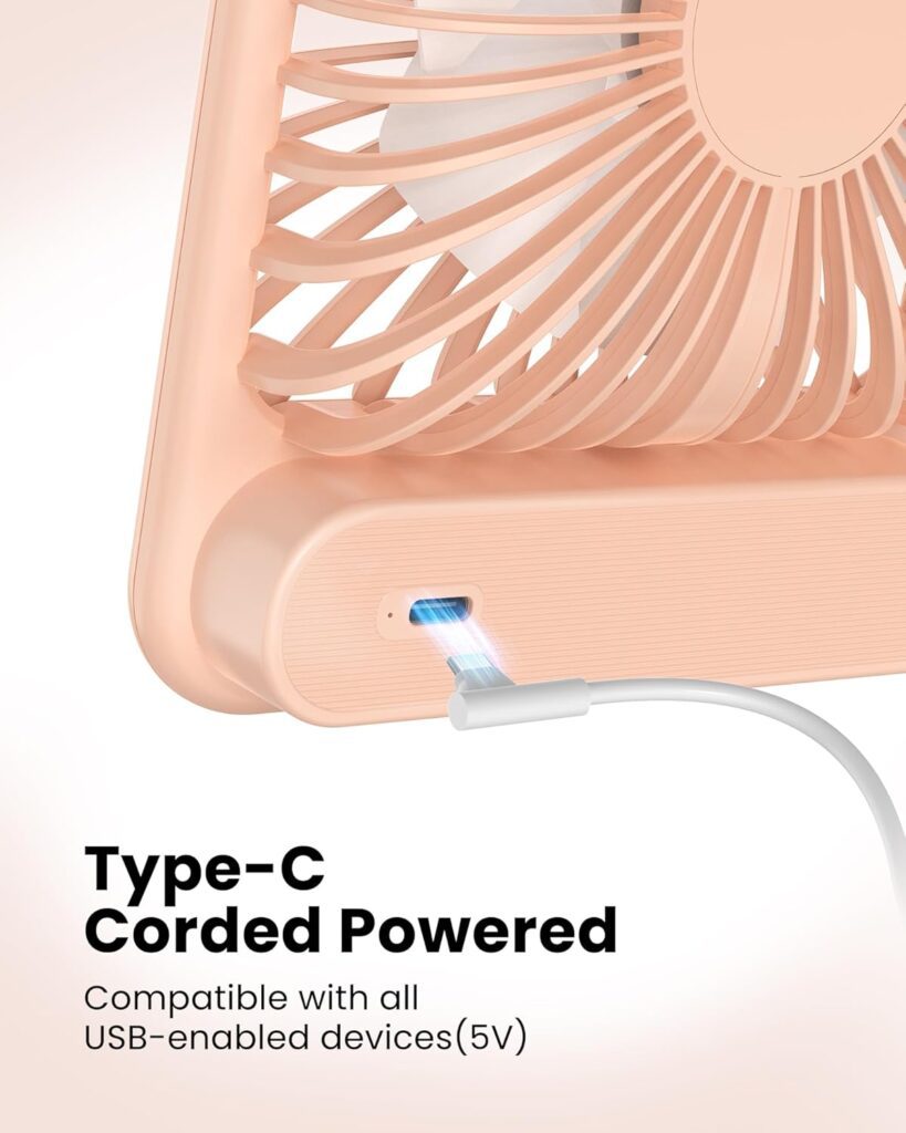 Koonie Desk Fan, Strong Wind Ultra Quiet Small USB Fan 180° Tilt Folding 3 Speeds Adjustable USB-C Powered Personal Fan for Home Office Desktop Black Koonie Desk Fan, Strong Wind Ultra Quiet Small USB Fan 180° Tilt Folding 3 Speeds Adjustable USB-C Powered Personal Fan for Home Office Desktop Black