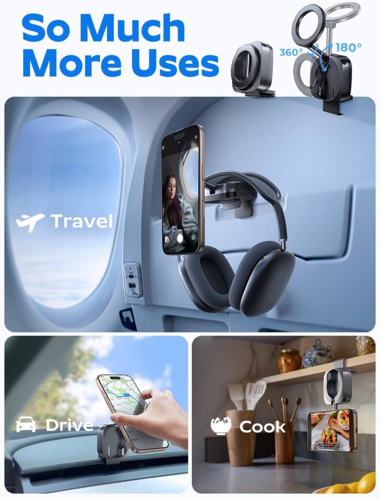 LISEN Airplane Phone Holder Mount Travel Essentials for MagSafe Accessories, Handsfree for MagSafe Phone Stand Women Flying Travel Accessories Long Flight Must Haves TikTok Vlog Recording for iPhone LISEN Airplane Phone Holder Mount Travel Essentials for MagSafe Accessories, Handsfree for MagSafe Phone Stand Women Flying Travel Accessories Long Flight Must Haves TikTok Vlog Recording for iPhone