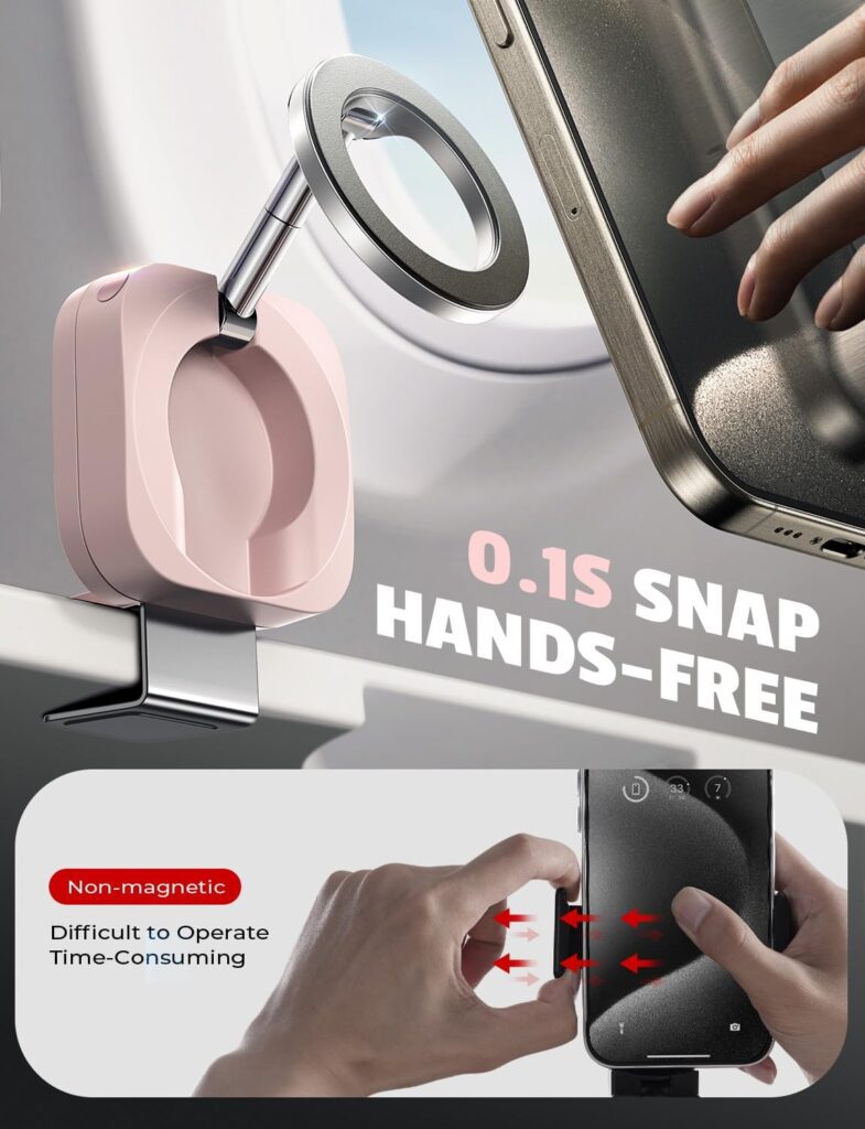 LISEN Airplane Phone Holder Mount Travel Essentials for MagSafe Accessories, Handsfree for MagSafe Phone Stand Women Flying Travel Accessories Long Flight Must Haves TikTok Vlog Recording for iPhone LISEN Airplane Phone Holder Mount Travel Essentials for MagSafe Accessories, Handsfree for MagSafe Phone Stand Women Flying Travel Accessories Long Flight Must Haves TikTok Vlog Recording for iPhone