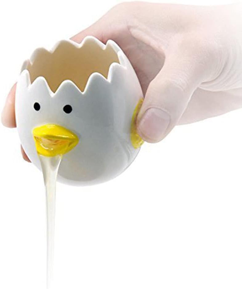LuoCoCo Cute Egg Separator, Ceramics Vomiting Chicken Egg Yolk White Separator, Practical Household Small Egg Filter Splitter, Kitchen Gadget Baking Assistant Tool, Dishwasher Safe (Yellow) LuoCoCo Cute Egg Separator, Ceramics Vomiting Chicken Egg Yolk White Separator, Practical Household Small Egg Filter Splitter, Kitchen Gadget Baking Assistant Tool, Dishwasher Safe (Yellow)