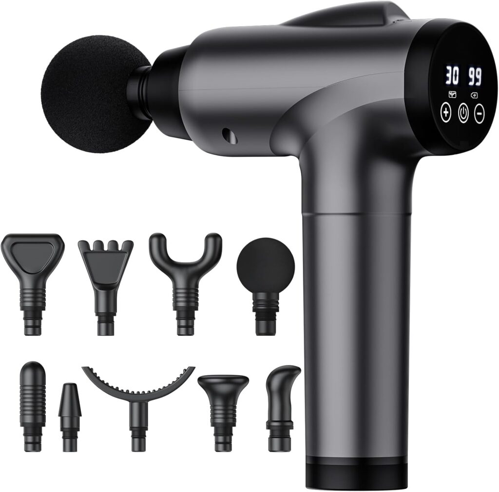 Massage Gun Deep Tissue, Handheld Electric Muscle Massager, High Intensity Percussion Massage Device for Pain Relief with 9 Attachments 30 Speed(Grey) Massage Gun Deep Tissue, Handheld Electric Muscle Massager, High Intensity Percussion Massage Device for Pain Relief with 9 Attachments 30 Speed(Grey)
