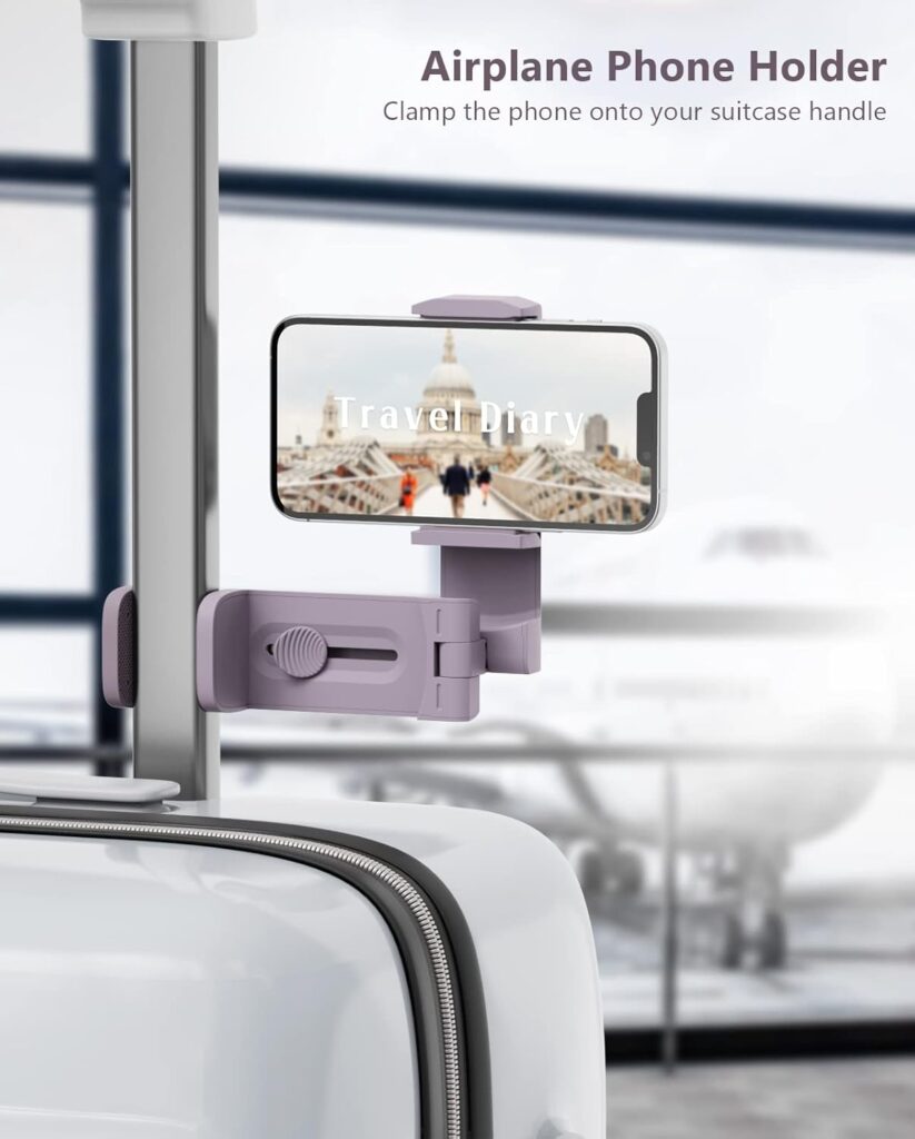 MiiKARE Airplane Travel Essentials Phone Holder, Universal Handsfree Phone Mount for Flying with 360 Degree Rotation, Accessory for Airplane, Travel Must Haves Phone Stand for Desk, Tray Table MiiKARE Airplane Travel Essentials Phone Holder, Universal Handsfree Phone Mount for Flying with 360 Degree Rotation, Accessory for Airplane, Travel Must Haves Phone Stand for Desk, Tray Table