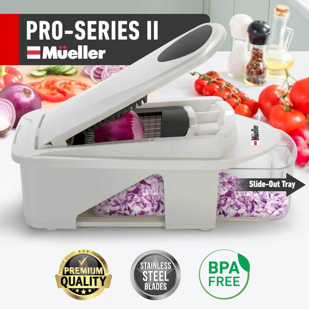 Mueller Pro-Series 10-in-1, 8 Blade Vegetable Chopper, Onion Mincer, Cutter, Dicer, Egg Slicer with Container, French Fry Cutter Potatoe Slicer, Home Essentials Kitchen Gadgets, Salad Chopper Mueller Pro-Series 10-in-1, 8 Blade Vegetable Chopper, Onion Mincer, Cutter, Dicer, Egg Slicer with Container, French Fry Cutter Potatoe Slicer, Home Essentials Kitchen Gadgets, Salad Chopper