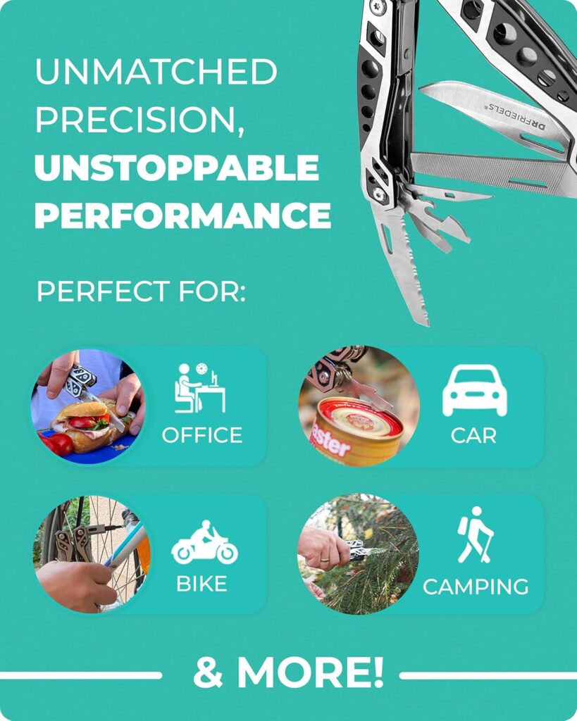 Multi Tool with Universal Socket - 22 in 1 Stainless Steel Multipurpose Tool with Saw, Pocket Knife, Wire Stripper More - Small Tools for DIY Enthusiasts, Hobbyists, Professionals by DrFriedels Multi Tool with Universal Socket - 22 in 1 Stainless Steel Multipurpose Tool with Saw, Pocket Knife, Wire Stripper More - Small Tools for DIY Enthusiasts, Hobbyists, Professionals by DrFriedels