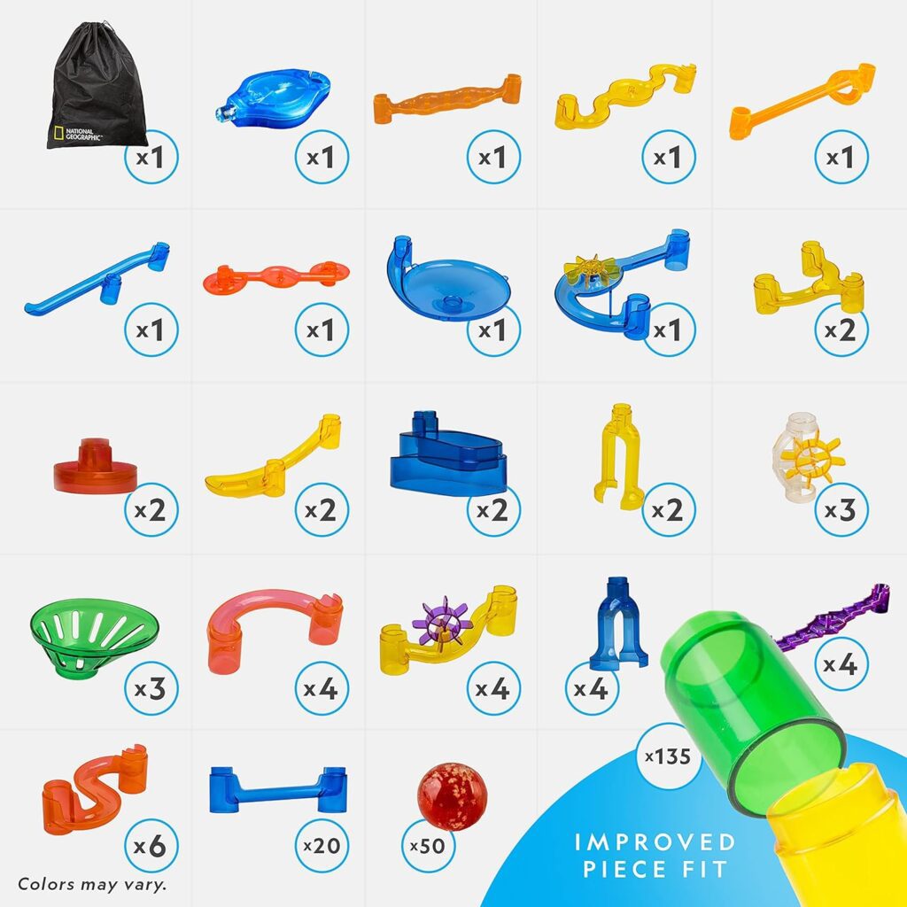 NATIONAL GEOGRAPHIC Glowing Marble Run – Construction Set with 15 Glow in The Dark Glass Marbles Storage Bag, STEM Gifts for Boys and Girls, Building Project Toy (Amazon Exclusive) NATIONAL GEOGRAPHIC Glowing Marble Run – Construction Set with 15 Glow in The Dark Glass Marbles Storage Bag, STEM Gifts for Boys and Girls, Building Project Toy (Amazon Exclusive)