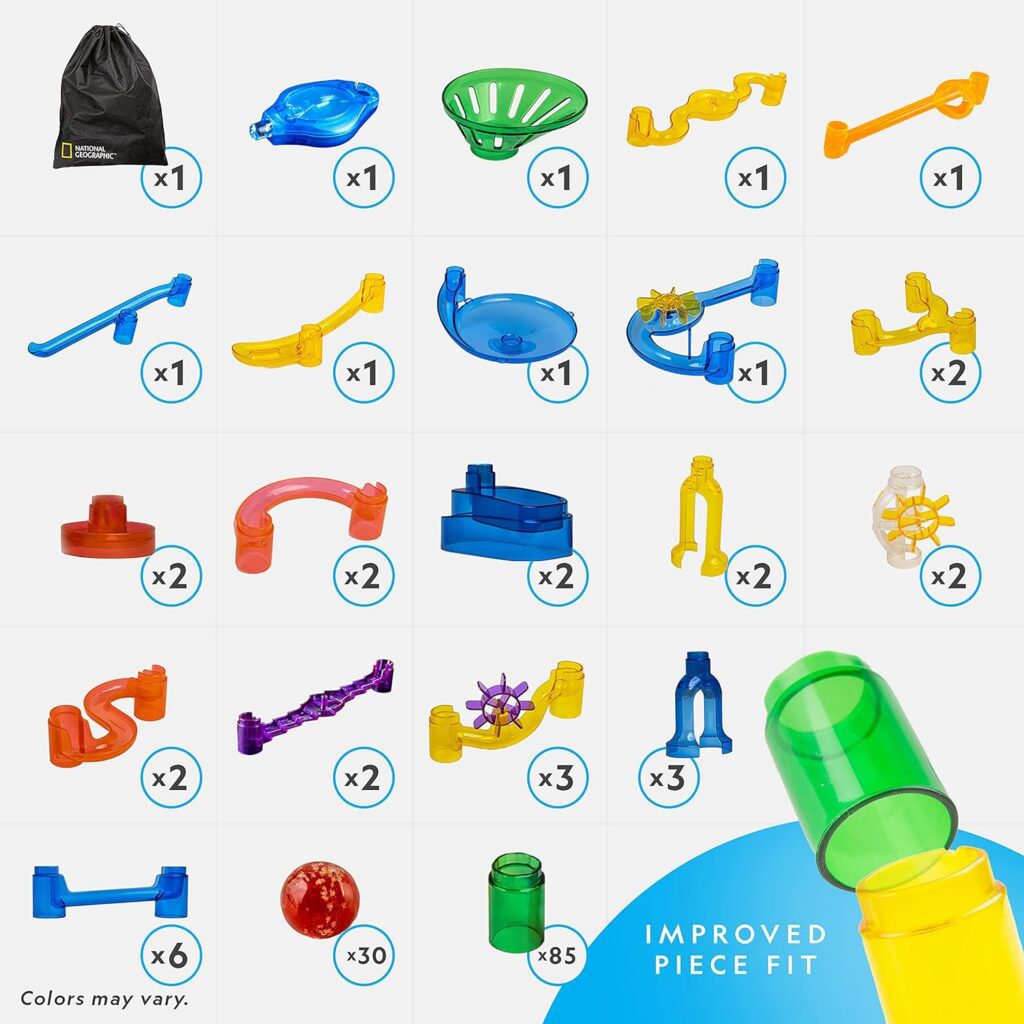 NATIONAL GEOGRAPHIC Glowing Marble Run – Construction Set with 15 Glow in The Dark Glass Marbles Storage Bag, STEM Gifts for Boys and Girls, Building Project Toy (Amazon Exclusive) NATIONAL GEOGRAPHIC Glowing Marble Run – Construction Set with 15 Glow in The Dark Glass Marbles Storage Bag, STEM Gifts for Boys and Girls, Building Project Toy (Amazon Exclusive)