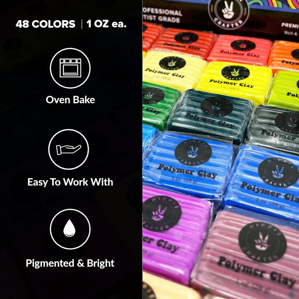 Oven Bake Polymer Clay Set, 48 Colors Modeling Clay Kit for Sculpting, Jewelry Making, Beads, Earrings, Molds, and Crafts Oven Bake Polymer Clay Set, 48 Colors Modeling Clay Kit for Sculpting, Jewelry Making, Beads, Earrings, Molds, and Crafts