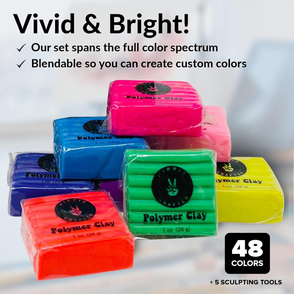 Oven Bake Polymer Clay Set, 48 Colors Modeling Clay Kit for Sculpting, Jewelry Making, Beads, Earrings, Molds, and Crafts Oven Bake Polymer Clay Set, 48 Colors Modeling Clay Kit for Sculpting, Jewelry Making, Beads, Earrings, Molds, and Crafts