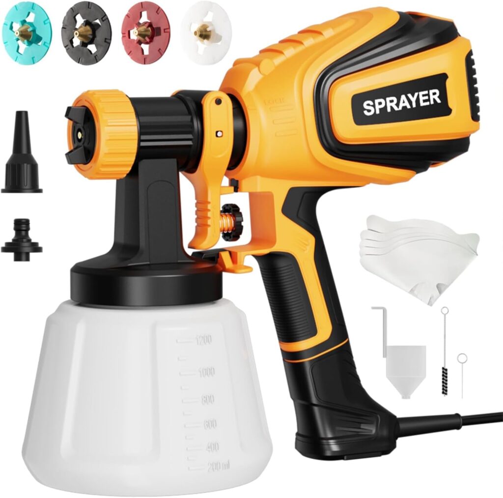 Paint Sprayer, 700W HVLP Spray Gun with Cleaning Blowing Joints, 4 Nozzles and 3 Patterns, Easy to Clean, for Furniture, Cabinets, Fence, Walls, Door, Garden Chairs etc. VF803 Paint Sprayer, 700W HVLP Spray Gun with Cleaning Blowing Joints, 4 Nozzles and 3 Patterns, Easy to Clean, for Furniture, Cabinets, Fence, Walls, Door, Garden Chairs etc. VF803