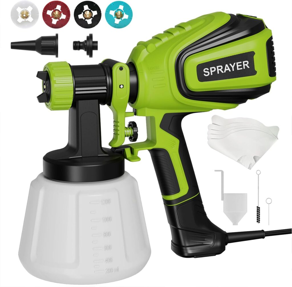 Paint Sprayer, 700W HVLP Spray Gun with Cleaning Blowing Joints, 4 Nozzles and 3 Patterns, Easy to Clean, for Furniture, Cabinets, Fence, Walls, Door, Garden Chairs etc. VF803 Paint Sprayer, 700W HVLP Spray Gun with Cleaning Blowing Joints, 4 Nozzles and 3 Patterns, Easy to Clean, for Furniture, Cabinets, Fence, Walls, Door, Garden Chairs etc. VF803