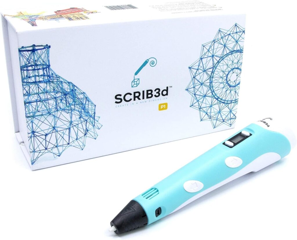SCRIB3D P1 3D Printing Pen with Display - Includes 3D Pen, 3 Starter Colors of PLA Filament, Stencil Book + Project Guide, and Charger SCRIB3D P1 3D Printing Pen with Display - Includes 3D Pen, 3 Starter Colors of PLA Filament, Stencil Book + Project Guide, and Charger
