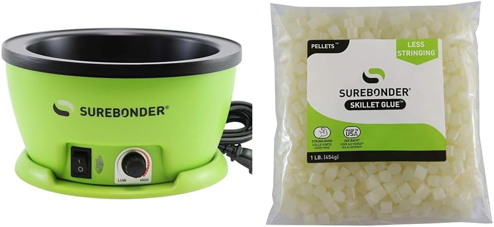Surebonder Electric Hot Glue Skillet, Adjustable Temperature 225-400 F, 5-1/4 Diameter, 1-in Depth, Dip Crafts Directly Into Pot of Hot Glue (803) Surebonder Electric Hot Glue Skillet, Adjustable Temperature 225-400 F, 5-1/4 Diameter, 1-in Depth, Dip Crafts Directly Into Pot of Hot Glue (803)