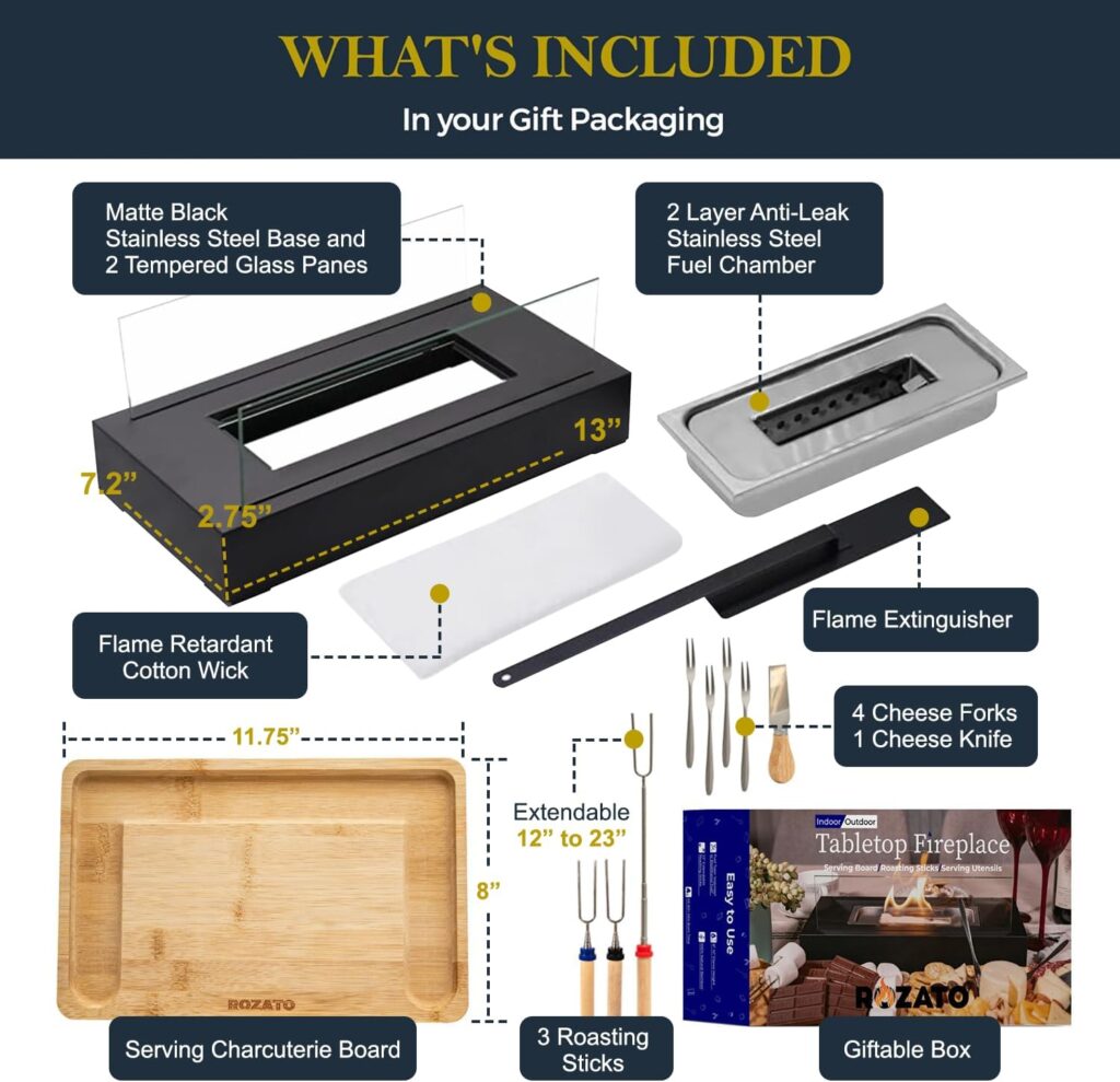 Tabletop Fire Pit with Smores Maker Kit Portable Indoor/Outdoor Mini Small Fireplace Table Top Decor Home Patio Balcony Backyard Gifts for Women Mom Her Wedding Housewarming Birthday Tabletop Fire Pit with Smores Maker Kit Portable Indoor/Outdoor Mini Small Fireplace Table Top Decor Home Patio Balcony Backyard Gifts for Women Mom Her Wedding Housewarming Birthday