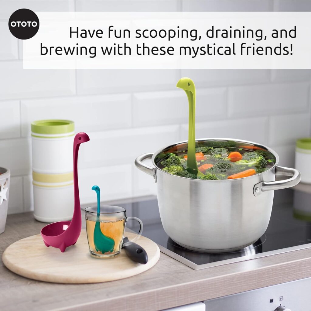 The Nessie Family by OTOTO - Pack of 3 Tea Infuser, Soup Ladle, and Colander - Cute Kitchen Accessories, Cooking Gifts, Funny Kitchen Gadgets, Kitchen Gifts The Nessie Family by OTOTO - Pack of 3 Tea Infuser, Soup Ladle, and Colander - Cute Kitchen Accessories, Cooking Gifts, Funny Kitchen Gadgets, Kitchen Gifts