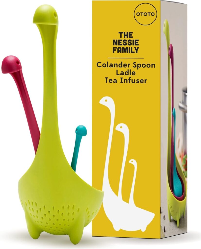 The Nessie Family by OTOTO - Pack of 3 Tea Infuser, Soup Ladle, and Colander - Cute Kitchen Accessories, Cooking Gifts, Funny Kitchen Gadgets, Kitchen Gifts The Nessie Family by OTOTO - Pack of 3 Tea Infuser, Soup Ladle, and Colander - Cute Kitchen Accessories, Cooking Gifts, Funny Kitchen Gadgets, Kitchen Gifts