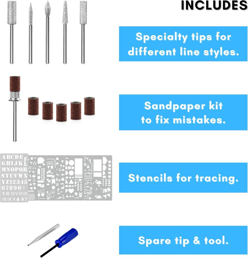The Original Easy Etcher - Engraving Pen Complete Kit - Portable DIY Craft Electric Engraver Stencils for Jewelry, Metal, Glass, Leather, Wood - Rotary Tool Etching Scribe Carving Tool The Original Easy Etcher - Engraving Pen Complete Kit - Portable DIY Craft Electric Engraver Stencils for Jewelry, Metal, Glass, Leather, Wood - Rotary Tool Etching Scribe Carving Tool