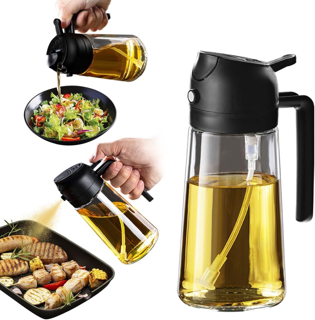 TrendPlain 16oz/470ml Olive Oil Sprayer for Cooking - 2 in 1 Olive Oil Dispenser for Kitchen Gadgets, Air Fryer, Salad, and BBQ - Black TrendPlain 16oz/470ml Olive Oil Sprayer for Cooking - 2 in 1 Olive Oil Dispenser for Kitchen Gadgets, Air Fryer, Salad, and BBQ - Black