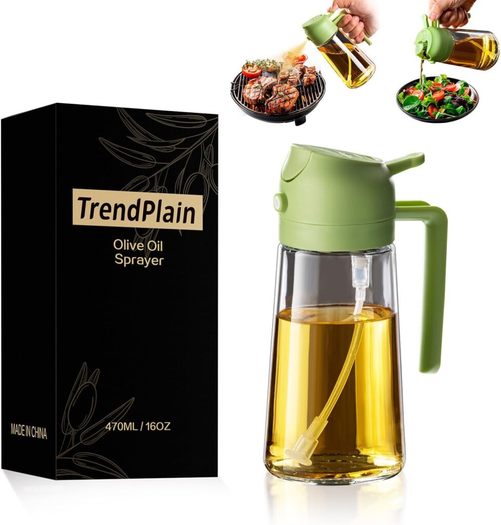 TrendPlain 16oz/470ml Olive Oil Sprayer for Cooking - 2 in 1 Olive Oil Dispenser for Kitchen Gadgets, Air Fryer, Salad, and BBQ - Black TrendPlain 16oz/470ml Olive Oil Sprayer for Cooking - 2 in 1 Olive Oil Dispenser for Kitchen Gadgets, Air Fryer, Salad, and BBQ - Black
