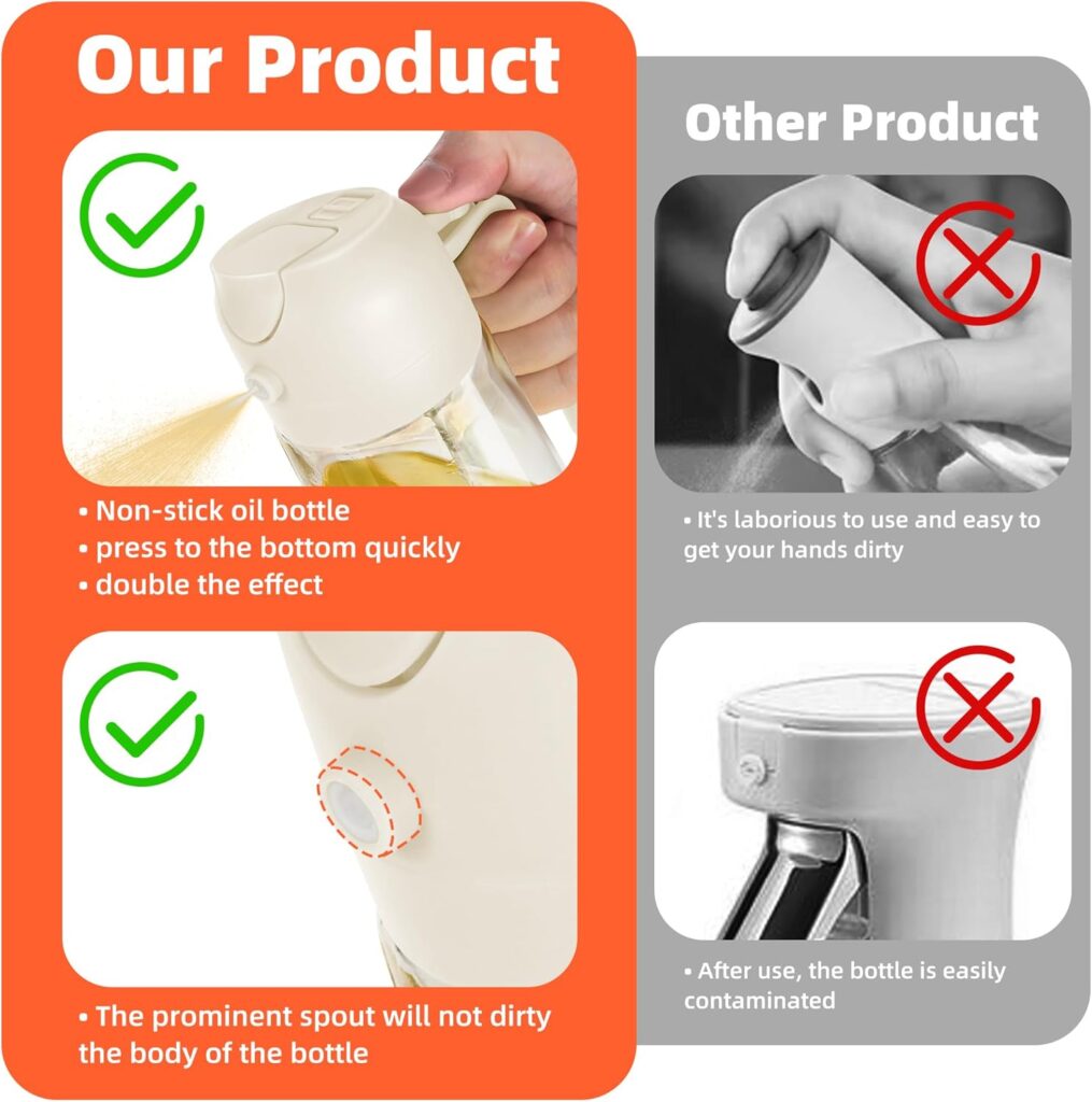 TrendPlain 16oz/470ml Olive Oil Sprayer for Cooking - 2 in 1 Olive Oil Dispenser for Kitchen Gadgets, Air Fryer, Salad, and BBQ - Black TrendPlain 16oz/470ml Olive Oil Sprayer for Cooking - 2 in 1 Olive Oil Dispenser for Kitchen Gadgets, Air Fryer, Salad, and BBQ - Black