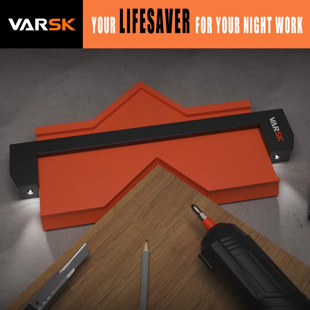 VARSK Contour Gauge Profile Tool with Light 5+10 Inch - Super Duplicator Shape and Outline Tool, Gifts for Men Dad Him, Cool Gadgets for Men DIY Handyman, Home Improvement Measuring Woodworking Tools VARSK Contour Gauge Profile Tool with Light 5+10 Inch - Super Duplicator Shape and Outline Tool, Gifts for Men Dad Him, Cool Gadgets for Men DIY Handyman, Home Improvement Measuring Woodworking Tools