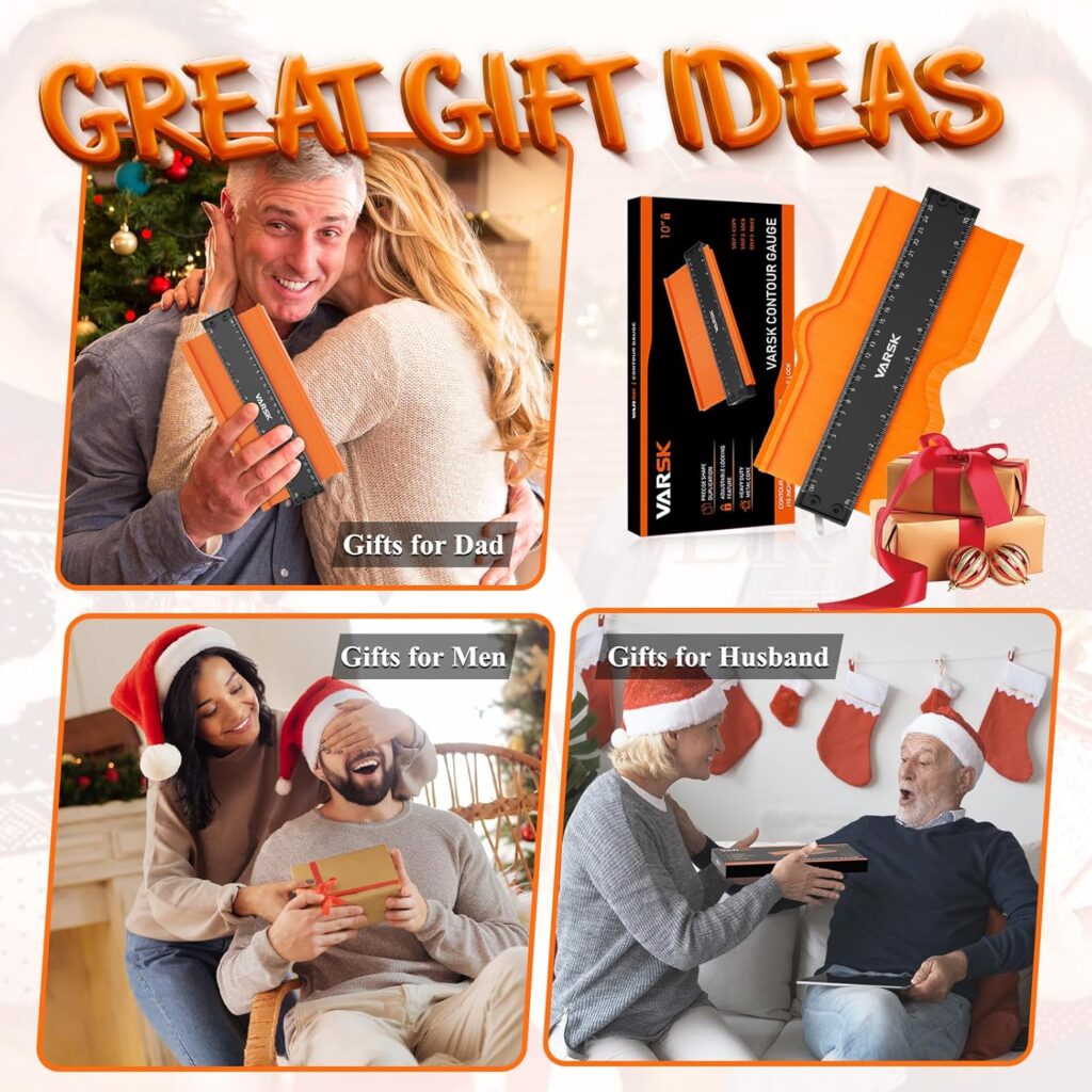 VARSK Contour Gauge Profile Tool with Light 5+10 Inch - Super Duplicator Shape and Outline Tool, Gifts for Men Dad Him, Cool Gadgets for Men DIY Handyman, Home Improvement Measuring Woodworking Tools VARSK Contour Gauge Profile Tool with Light 5+10 Inch - Super Duplicator Shape and Outline Tool, Gifts for Men Dad Him, Cool Gadgets for Men DIY Handyman, Home Improvement Measuring Woodworking Tools