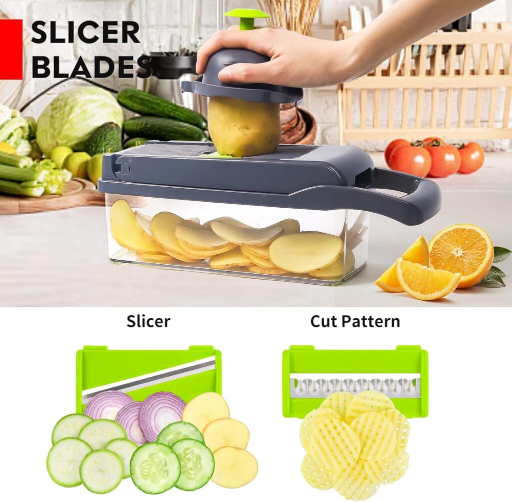 Vegetable Chopper, Pro Onion Chopper, Multifunctional 13 in 1 Food Chopper, Kitchen Vegetable Slicer Dicer Cutter,Veggie Chopper With 8 Blades,Carrot and Garlic Chopper With Container… Vegetable Chopper, Pro Onion Chopper, Multifunctional 13 in 1 Food Chopper, Kitchen Vegetable Slicer Dicer Cutter,Veggie Chopper With 8 Blades,Carrot and Garlic Chopper With Container…