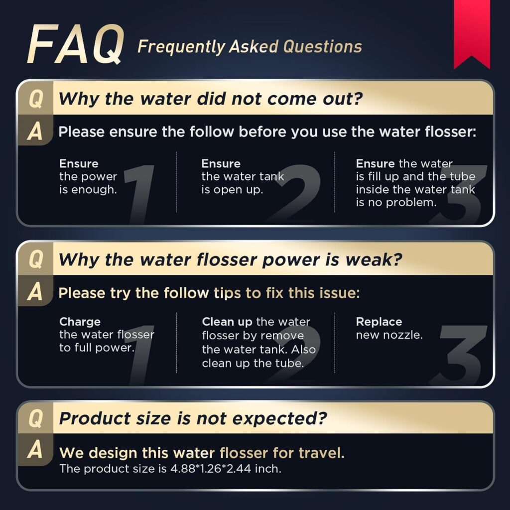 Water Flosser [Mini Cordless Portable] Oral Irrigator Water Teeth Cleaner Pick, Telescopic Water Tank, 3 Modes IPX7 Waterproof, Home Travel Water Flossers for Teeth, Braces Bridges Care