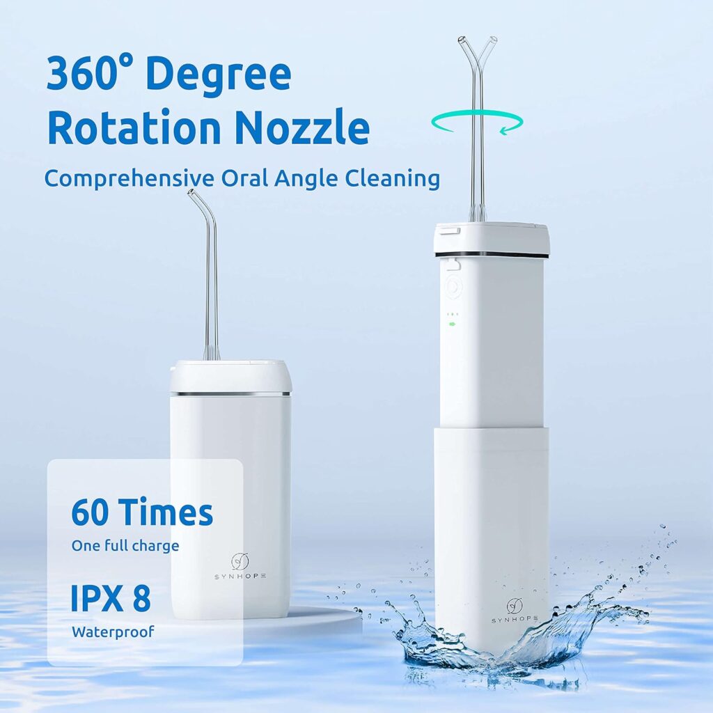 Water Flosser [Mini Cordless Portable] Oral Irrigator Water Teeth Cleaner Pick, Telescopic Water Tank, 3 Modes IPX7 Waterproof, Home Travel Water Flossers for Teeth, Braces Bridges Care