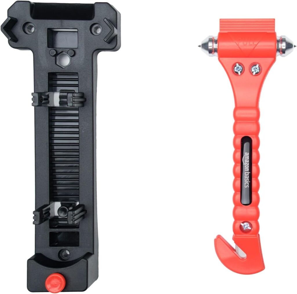 Amazon Basics Emergency Seat Belt Cutter and Window Hammer Tool, Car Accessories, 2 Pack, SW-835 Amazon Basics Emergency Seat Belt Cutter and Window Hammer Tool, Car Accessories, 2 Pack, SW-835