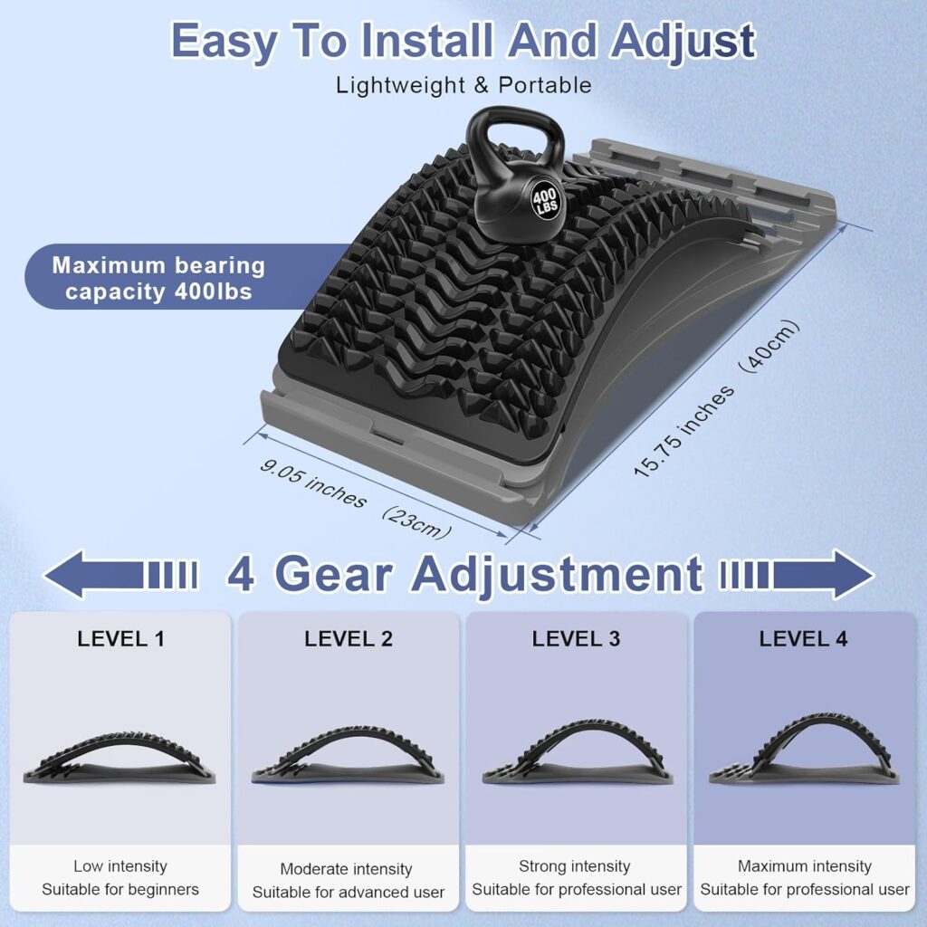 Back Stretcher for Lower Back Pain Relief, 3 Level Adjustable Lumbar Back Cracker Board, Back Cracking Device, Back Massager for Scoliosis, Spine Decompression Back Stretcher for Lower Back Pain Relief, 3 Level Adjustable Lumbar Back Cracker Board, Back Cracking Device, Back Massager for Scoliosis, Spine Decompression
