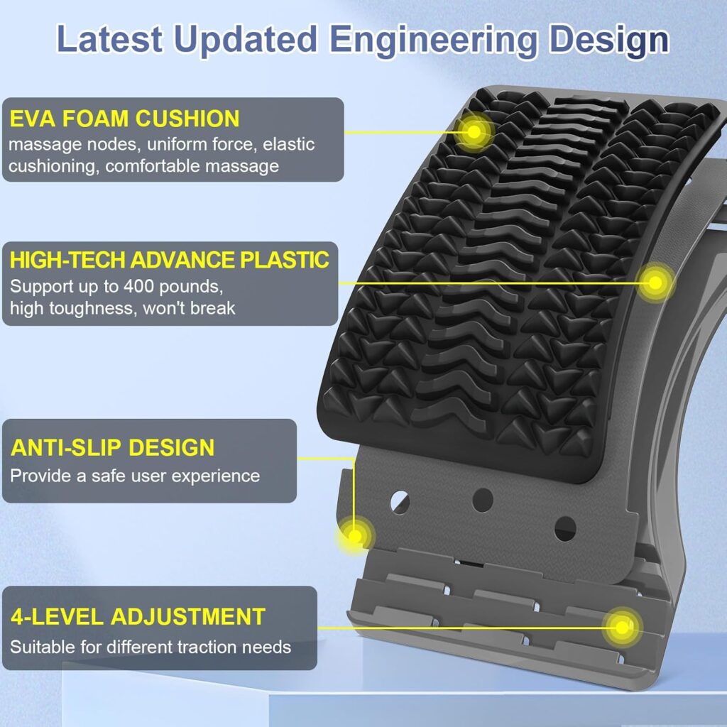 Back Stretcher for Lower Back Pain Relief, 3 Level Adjustable Lumbar Back Cracker Board, Back Cracking Device, Back Massager for Scoliosis, Spine Decompression Back Stretcher for Lower Back Pain Relief, 3 Level Adjustable Lumbar Back Cracker Board, Back Cracking Device, Back Massager for Scoliosis, Spine Decompression