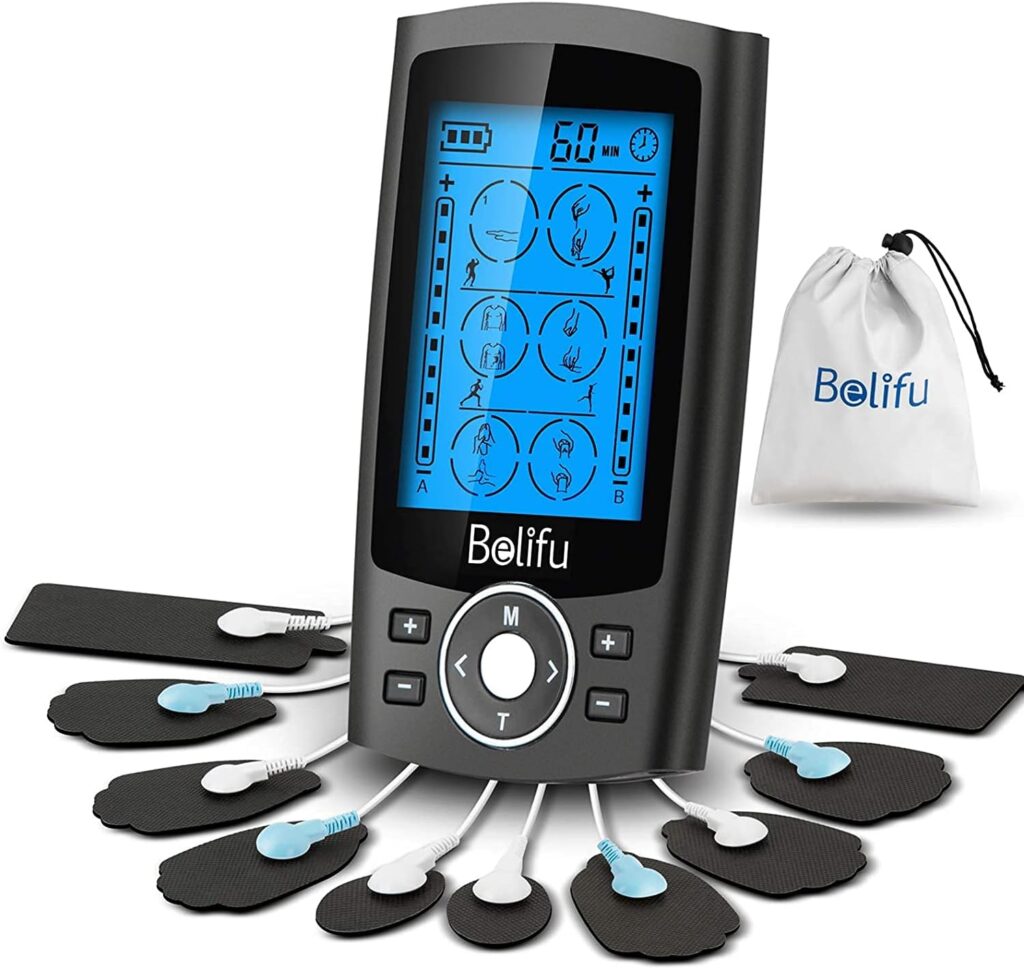 Belifu Dual Channel TENS EMS Unit 24 Modes Muscle Stimulator for Pain Relief Therapy, Electronic Pulse Massager Muscle Massager with 10 Pads, Dust-Proof Drawstring Storage Bag, Fastening Cable Ties Belifu Dual Channel TENS EMS Unit 24 Modes Muscle Stimulator for Pain Relief Therapy, Electronic Pulse Massager Muscle Massager with 10 Pads, Dust-Proof Drawstring Storage Bag, Fastening Cable Ties