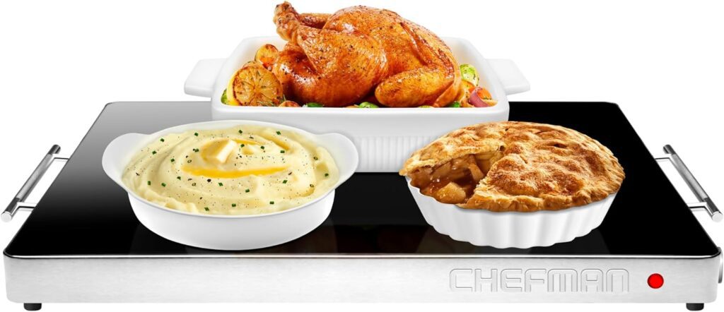 Chefman Electric Warming Tray with Adjustable Temperature Control, Perfect For Buffets, Restaurants, Parties, Events, and Home Dinners, Glass Top Extra Large 21” x 16” Surface Keeps Food Hot – Black Chefman Electric Warming Tray with Adjustable Temperature Control, Perfect For Buffets, Restaurants, Parties, Events, and Home Dinners, Glass Top Extra Large 21” x 16” Surface Keeps Food Hot – Black