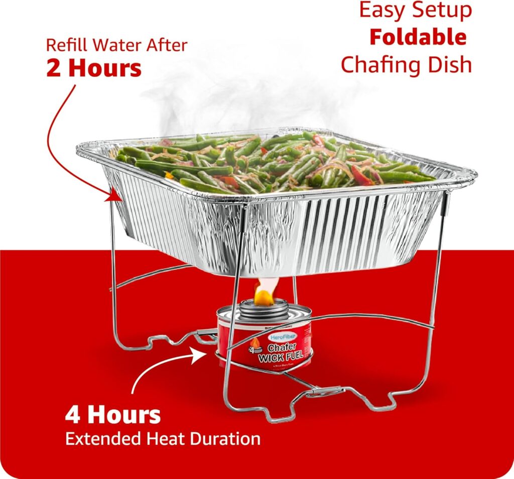 Disposable Chafing Dish Buffet Set, Food Warmers for Parties, Catering Supplies Buffet Display, Complete Premium Set, Half Size Single Pan, Warming Trays (6 Pack) Disposable Chafing Dish Buffet Set, Food Warmers for Parties, Catering Supplies Buffet Display, Complete Premium Set, Half Size Single Pan, Warming Trays (6 Pack)