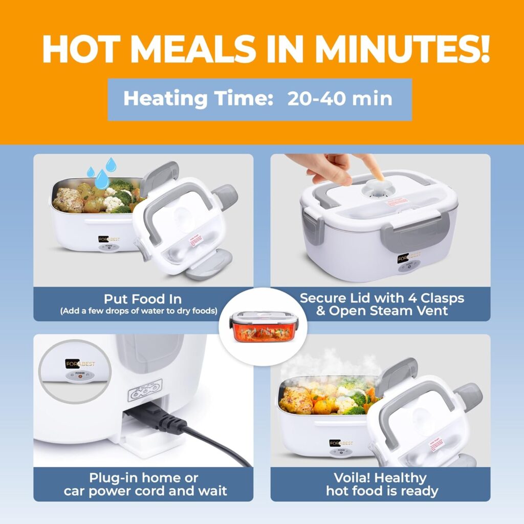 Electric Lunch Box for adults 80W – 1.5L Stainless Steel Heated Lunch box for men, Portable Food Warmer, 12V/24V for Car Truck, 110V/220V for Work Travel, lunch warmer, Lonchera Eléctrica Portátil Electric Lunch Box for adults 80W – 1.5L Stainless Steel Heated Lunch box for men, Portable Food Warmer, 12V/24V for Car Truck, 110V/220V for Work Travel, lunch warmer, Lonchera Eléctrica Portátil
