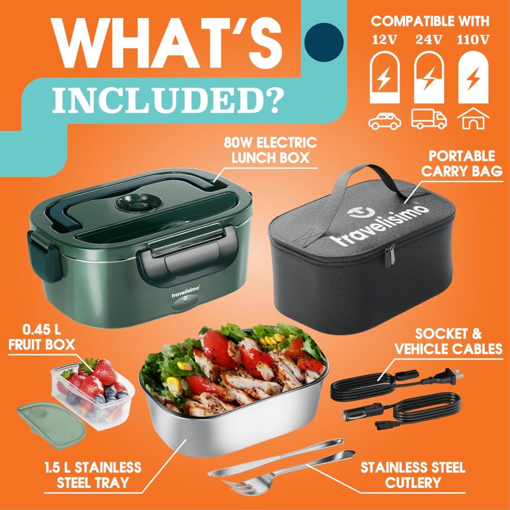 Electric Lunch Box for Adults, 80W Heated Lunch Box 1.5L Stainless Steel Heated Lunchbox For Adults, 12/24/110V Portable Food Warmer For Car Truck Work, Gifts For Women, Gifts For Men Electric Lunch Box for Adults, 80W Heated Lunch Box 1.5L Stainless Steel Heated Lunchbox For Adults, 12/24/110V Portable Food Warmer For Car Truck Work, Gifts For Women, Gifts For Men