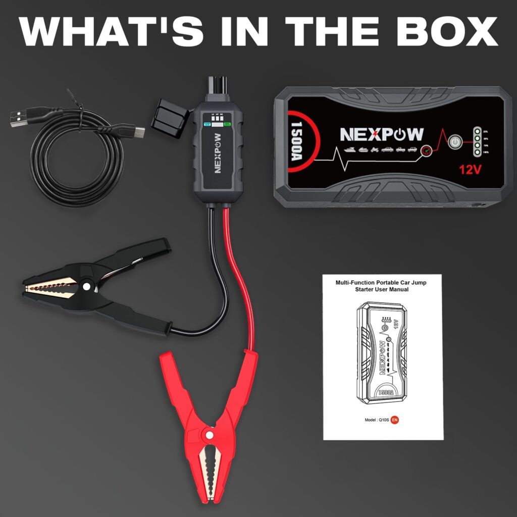 NEXPOW Car Jump Starter Car Battery Jump Starter Pack 1500A Peak Q10S for Up to 7.0L Gas and 5.5L Diesel Engine12V Auto Battery Booster,Jumper Cables Portable Lithium Jump Box with LED Light/USB QC3.0 NEXPOW Car Jump Starter Car Battery Jump Starter Pack 1500A Peak Q10S for Up to 7.0L Gas and 5.5L Diesel Engine12V Auto Battery Booster,Jumper Cables Portable Lithium Jump Box with LED Light/USB QC3.0