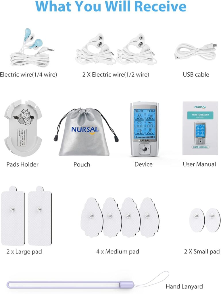 NURSAL 24 Modes TENS Unit Muscle Stimulator with Continuous Stimulation, Rechargeable Electronic Pulse Massager with 8 Pads for Back and Shoulder Pain Relief and Muscle Strength NURSAL 24 Modes TENS Unit Muscle Stimulator with Continuous Stimulation, Rechargeable Electronic Pulse Massager with 8 Pads for Back and Shoulder Pain Relief and Muscle Strength
