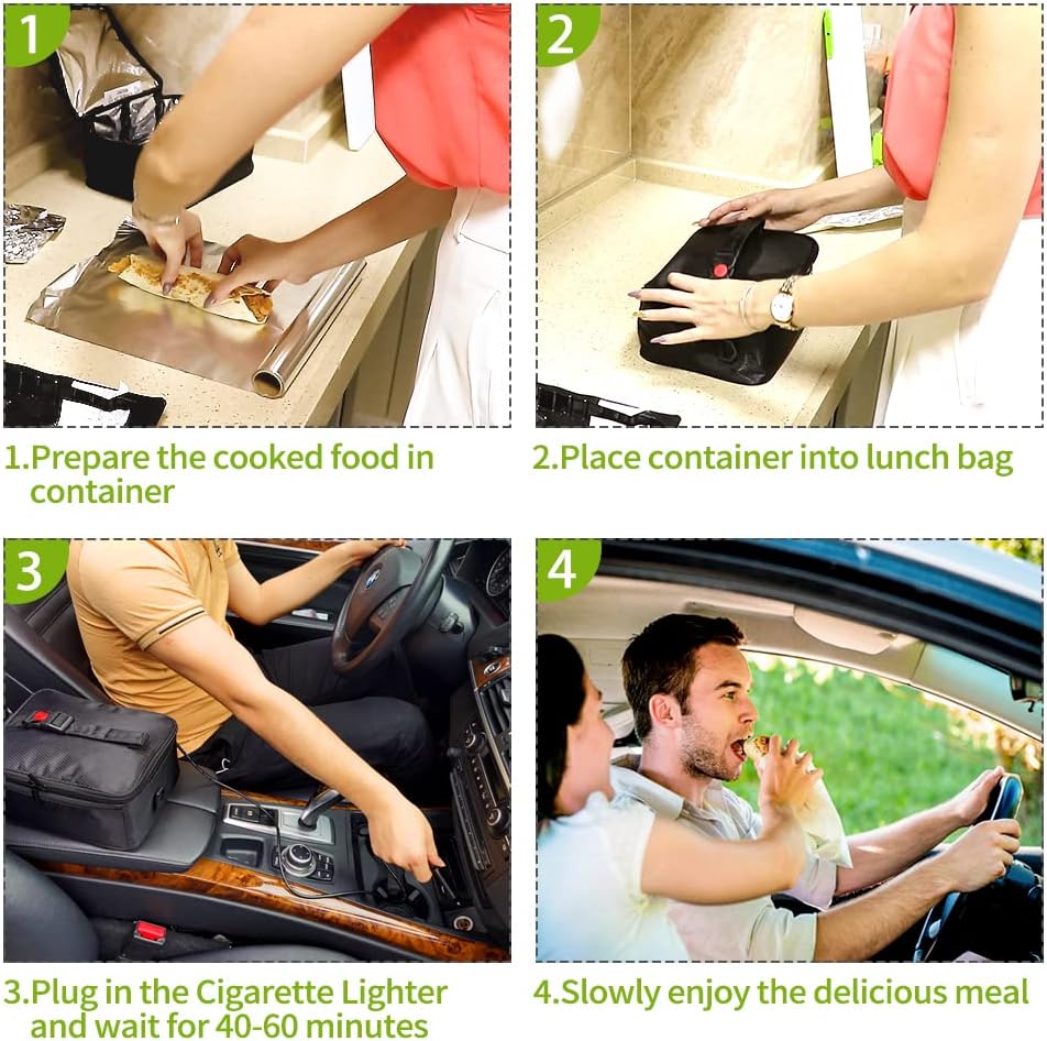 Portable Oven, 12V 24V 110V Car Food Warmer Portable Personal Mini Oven Electric Heated Lunch Box for Meals Reheating Raw Food Cooking for Road Trip/Camping/Picnic/Family Gathering(Black) Portable Oven, 12V 24V 110V Car Food Warmer Portable Personal Mini Oven Electric Heated Lunch Box for Meals Reheating Raw Food Cooking for Road Trip/Camping/Picnic/Family Gathering(Black)